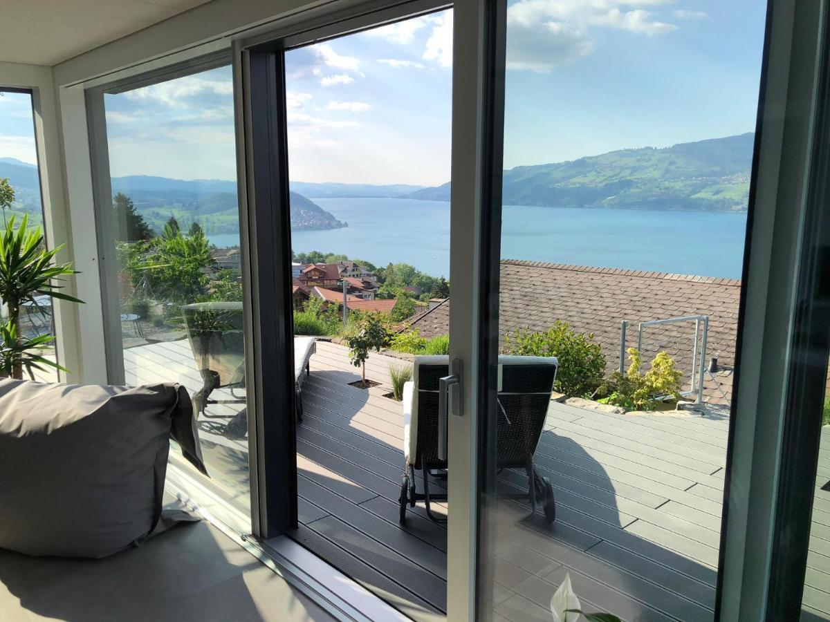 Moderne Unterkunft Mit Panoramablick Auf Thunersee Krattigen Eksteriør bilde