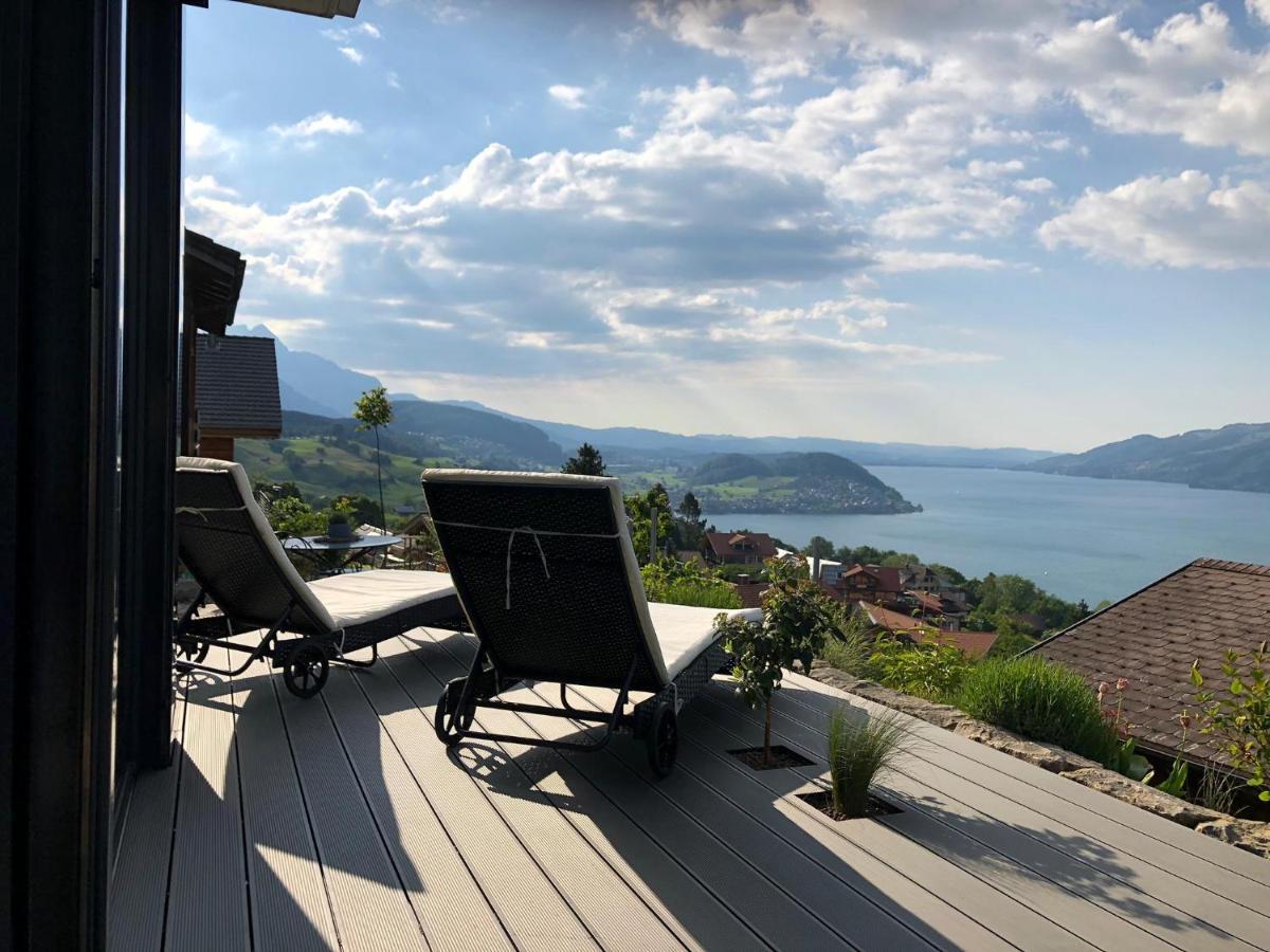 Moderne Unterkunft Mit Panoramablick Auf Thunersee Krattigen Eksteriør bilde